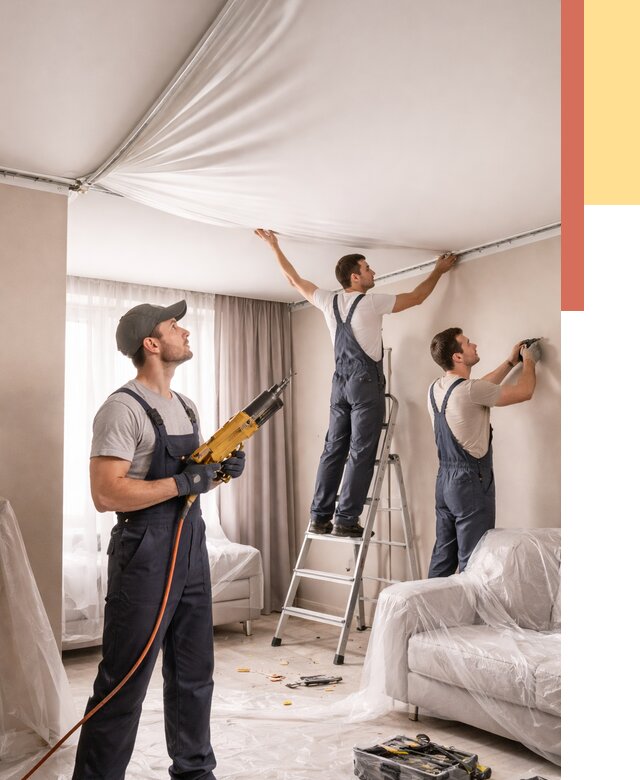 Установка натяжного потолка в Черняховске от 4716 руб. | Быстро и недорого — ОТДЕЛОЧНИК-Чрх