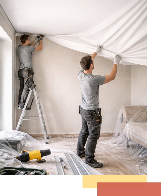 Монтаж тканевого натяжного потолка в Черняховске недорого и быстро