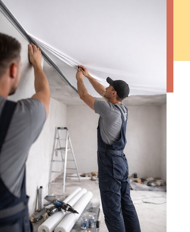 Монтаж матового натяжного потолка в Черняховске от 4716 руб./м² — быстро и недорого | ОТДЕЛОЧНИК-Чрх