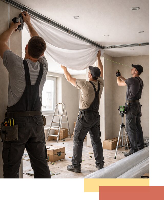 Монтаж парящего натяжного потолка под ключ в Черняховске