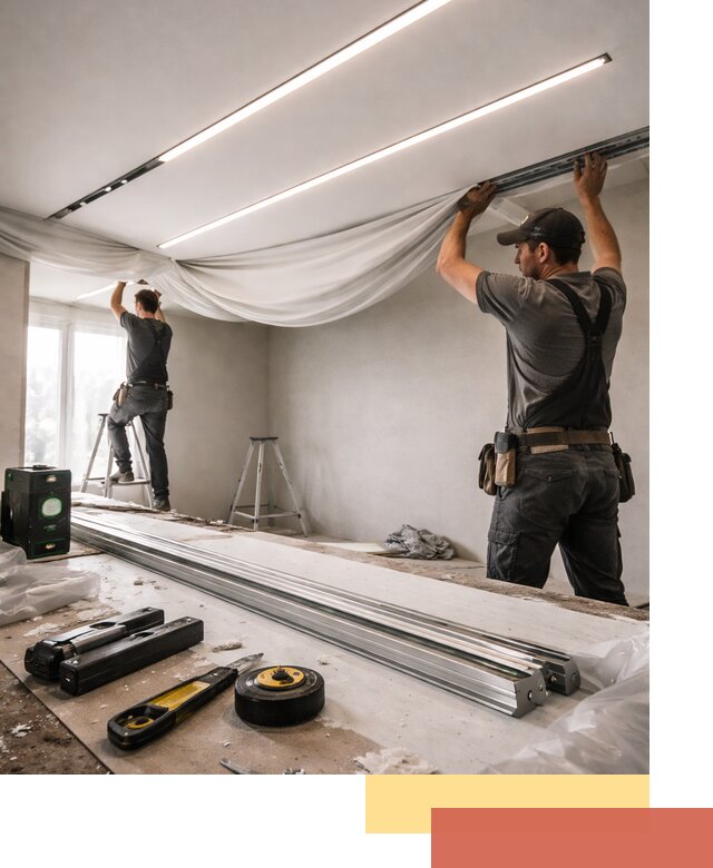 Монтаж натяжных потолков со световыми линиями в Черняховске