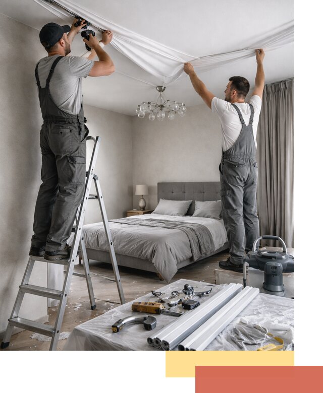 Монтаж натяжного потолка в спальне в Черняховске