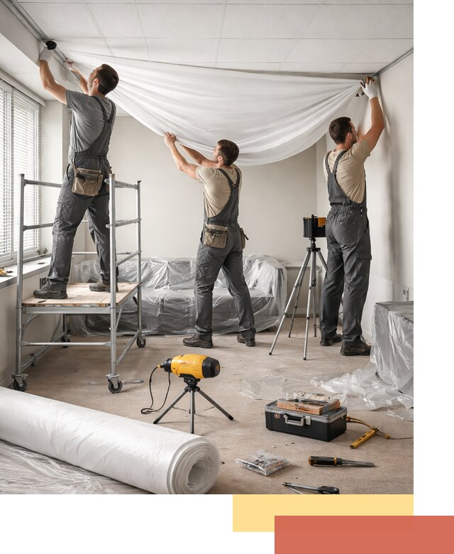 Монтаж натяжного потолка в офисе в Черняховске