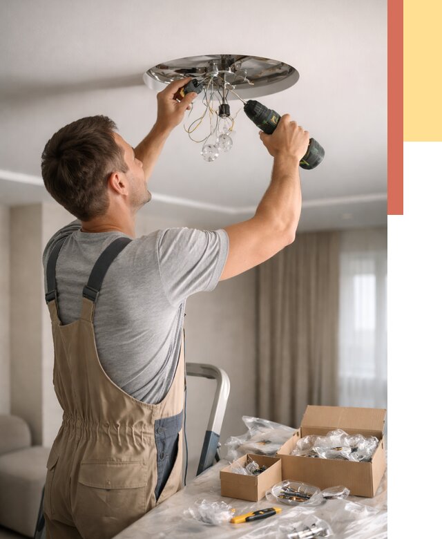 Установка люстры в натяжной потолок в Черняховске от 1258 руб. | Быстро и недорого — ОТДЕЛОЧНИК-Чрх