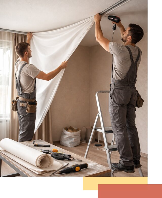 Замена полотна натяжного потолка в Черняховске быстро и качественно