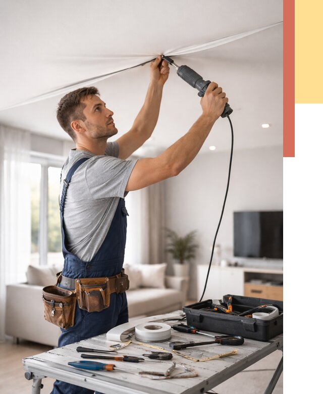 Ремонт натяжных потолков в Черняховске от 9956 руб. под ключ — ОТДЕЛОЧНИК-Чрх