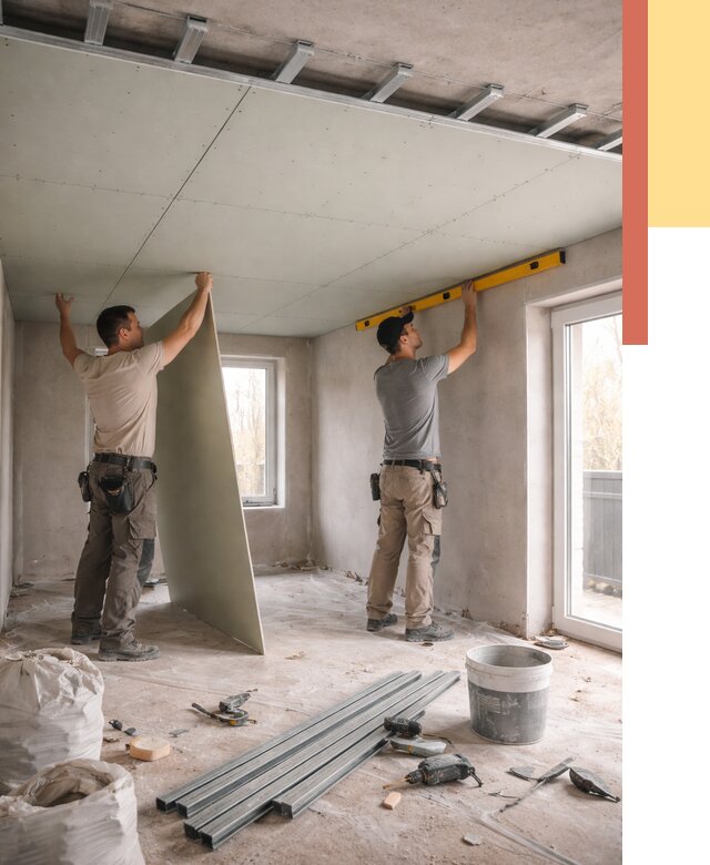 Одноуровневый потолок из гипсокартона в Черняховске от 786 руб. — монтаж под ключ | ОТДЕЛОЧНИК-Чрх