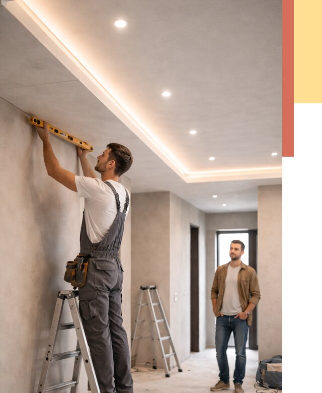 Потолок из гипсокартона с подсветкой в Черняховске от 786 руб./м2 под ключ | ОТДЕЛОЧНИК-Чрх