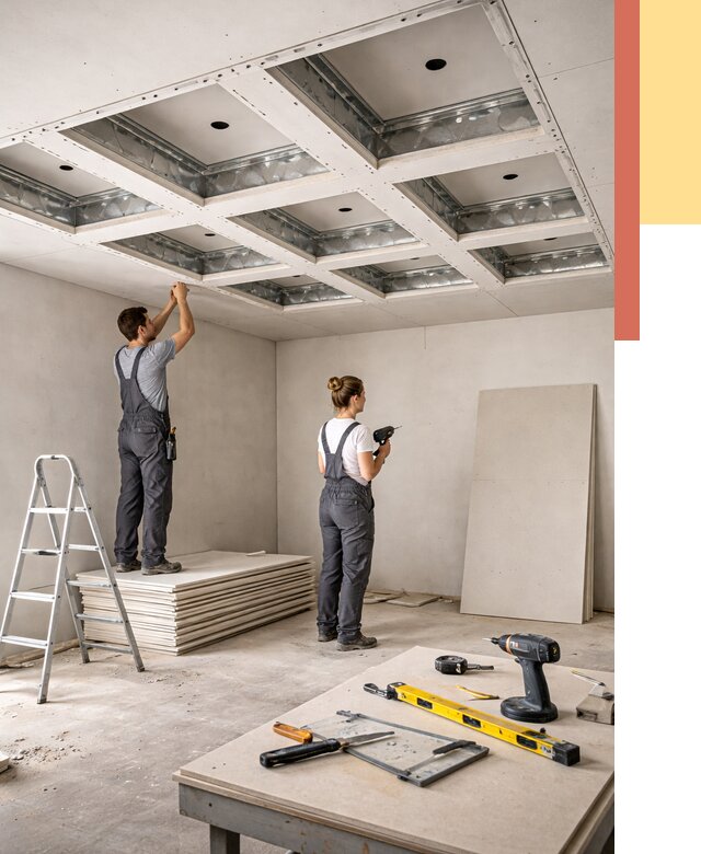 Кессонный потолок из гипсокартона в Черняховске от 1939 руб. — монтаж и под ключ | ОТДЕЛОЧНИК-Чрх