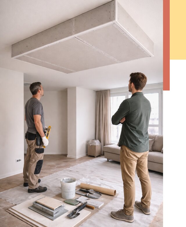 Короб на потолке из гипсокартона в Черняховске от 2306 руб. — монтаж и услуги под ключ | ОТДЕЛОЧНИК-Чрх