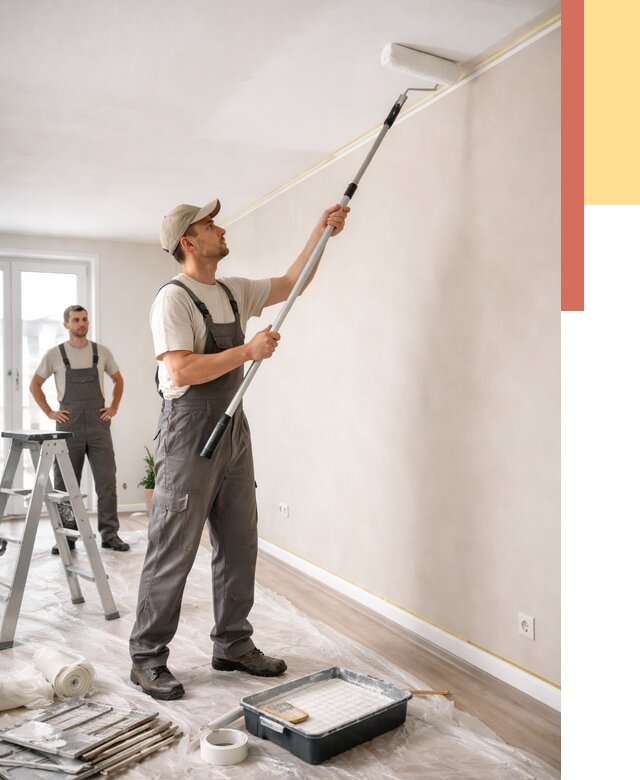 Покраска потолка из гипсокартона в Черняховске от 4716 руб./м2 — услуги под ключ | ОТДЕЛОЧНИК-Чрх