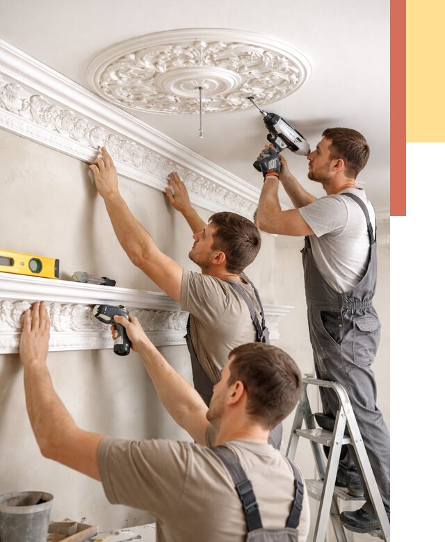 Монтаж лепнины на потолок в Черняховске от 3354 руб. быстро и недорого | ОТДЕЛОЧНИК-Чрх